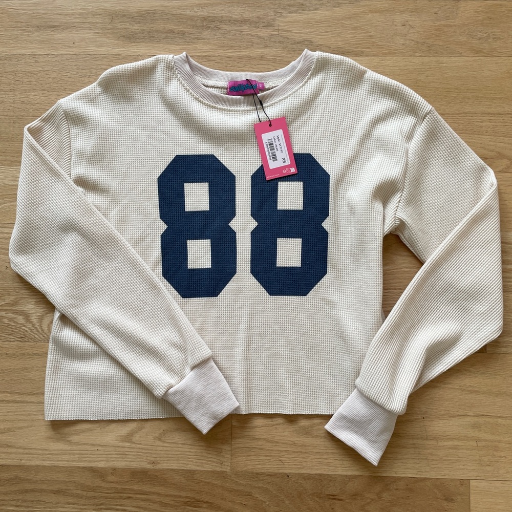 EDIKTED Cream Waffle Knit shirt.NWT -xs